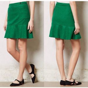 Anthropologie Maeve Kicky Green Skirt